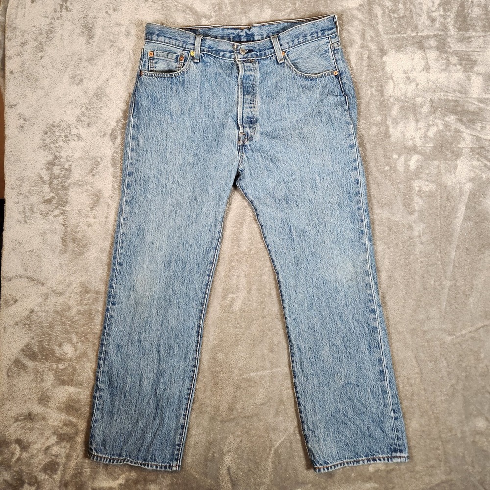 Levi's 501XX Jeans Men's 36X29 Blue Distressed Faded Button Fly Grunge